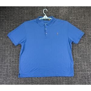 Polo Ralph Lauren Shirt Mens 2XB Blue 100% Cotton Jersey Polo Preppy Casual Golf